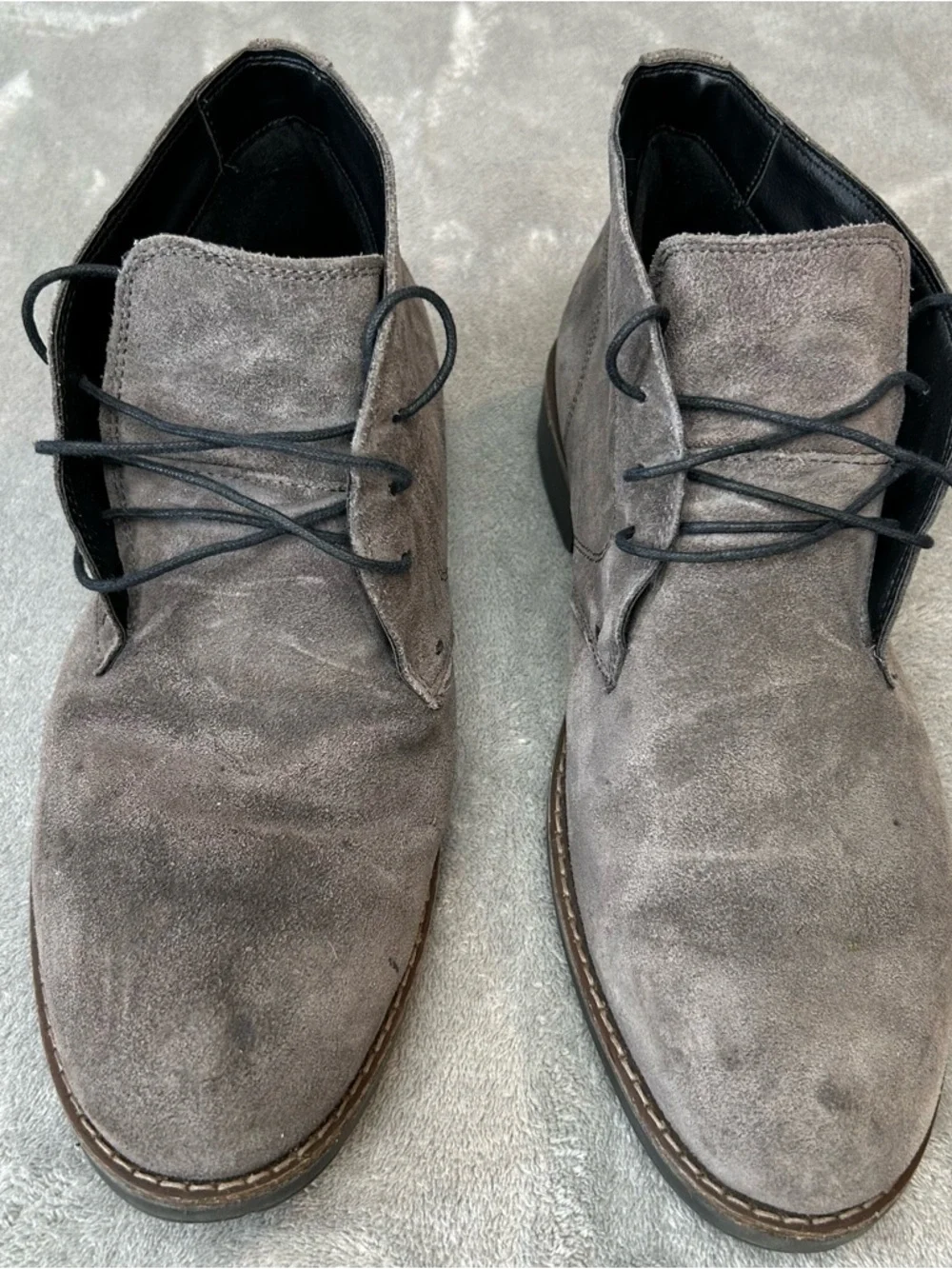 Nordstrom Mens Shop Suede Lace Up Grayson Ankle Boots Gray Size 10.5 US or 44 EU